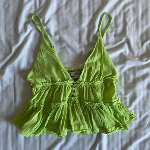 Urban Outfitters - Green Tank-Top Crop-Top